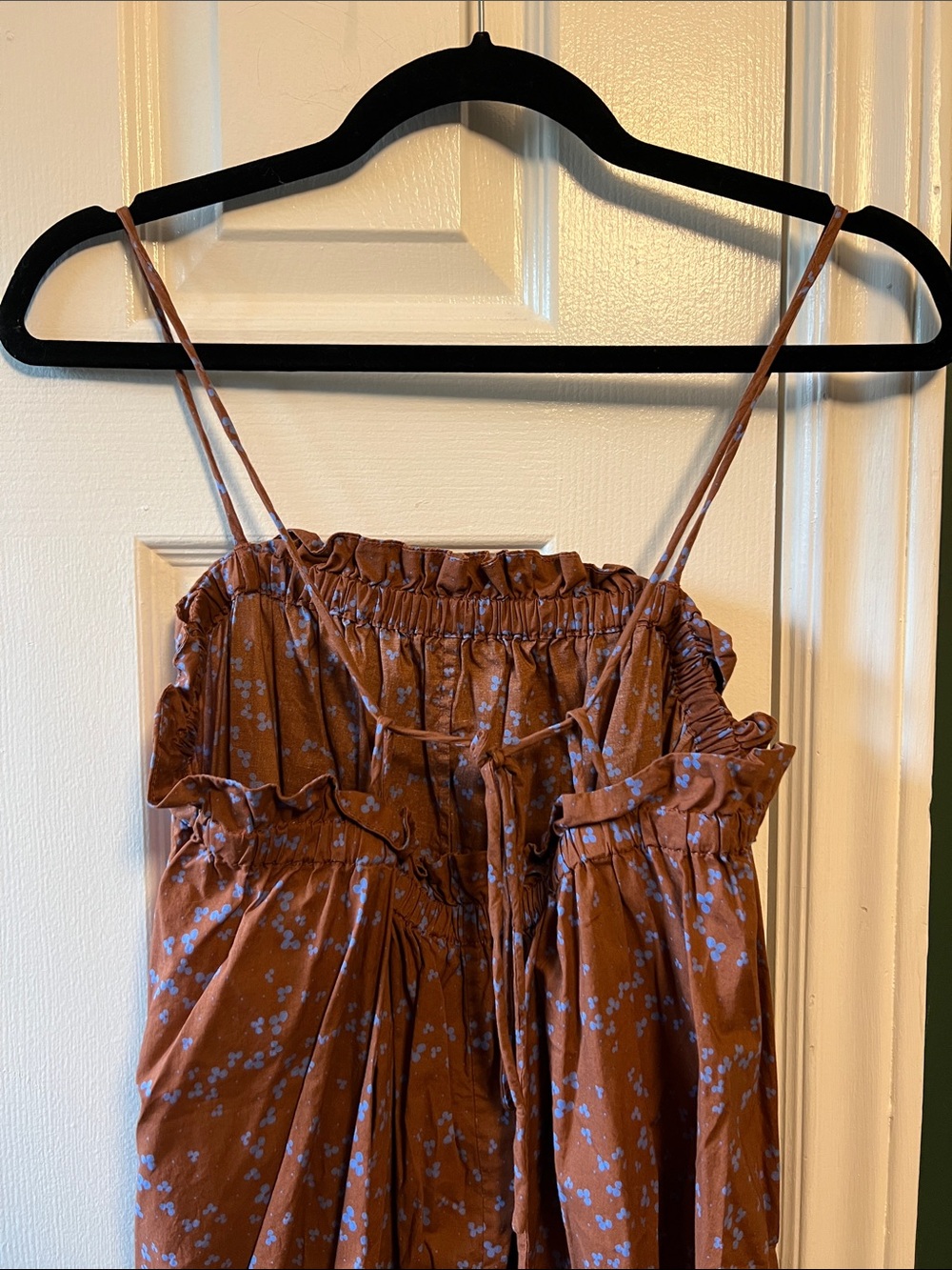 Everlane Rust Floral Smocked Wide-Leg Jumpsuit
